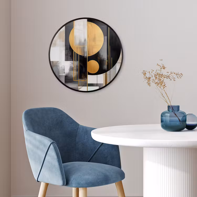 Abstract - Goud - Zilver - Vormen - Aesthetic - Modern Fotolijst rond zonder passe partout klein -sfeer2