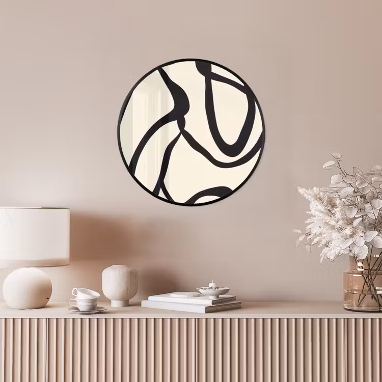 Abstract - Lijnen - Modern - Beige Fotolijst rond zonder passe partout klein -sfeer3