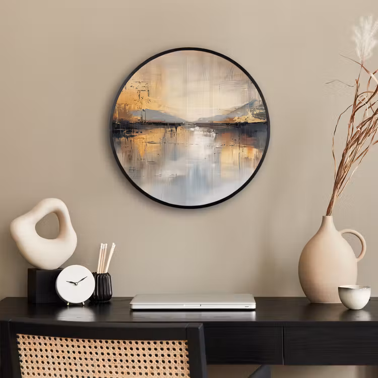 Abstract - Modern - Beige - Aesthetic - Goud Fotolijst rond zonder passe partout klein -sfeer1