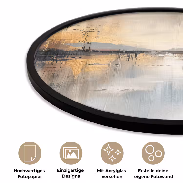 Abstract - Modern - Beige - Aesthetic - Goud Fotolijst rond zonder passe partout klein -closeup_DE