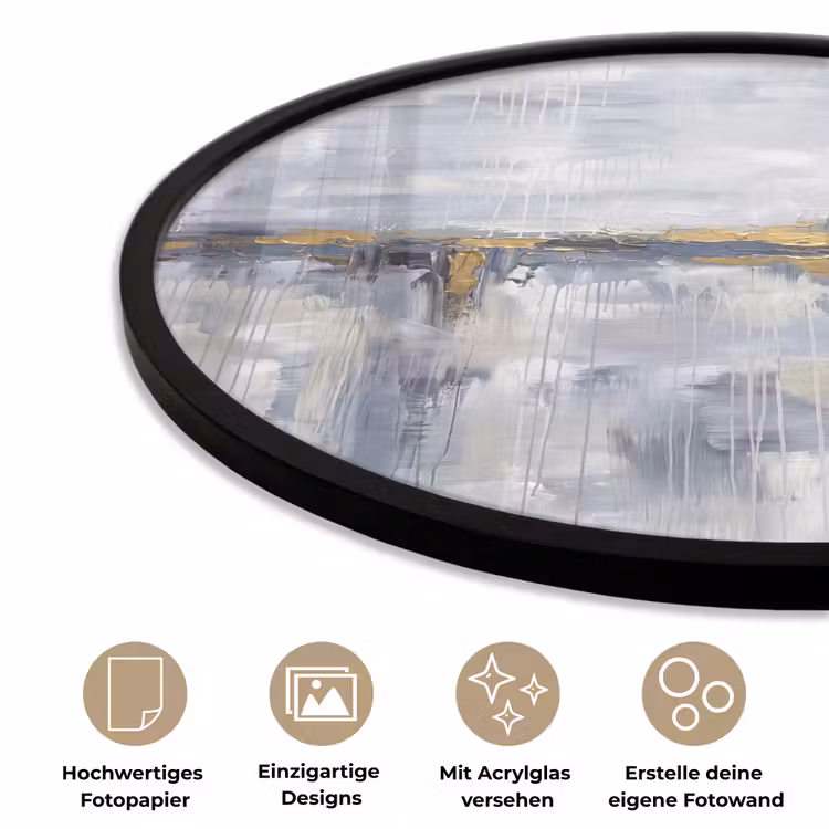 Abstract - Structuur - Goud - Grijs - Modern Fotolijst rond zonder passe partout klein -closeup_DE