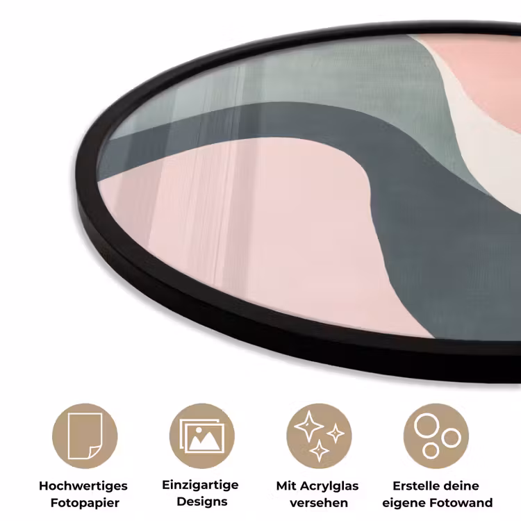 Abstract - Golven - Sierlijk - Roze Fotolijst rond zonder passe partout klein -closeup_DE