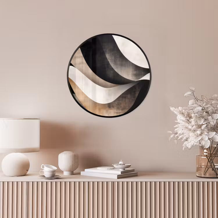 Abstract - Golven - Zwart - Verweerd Fotolijst rond zonder passe partout klein -sfeer3