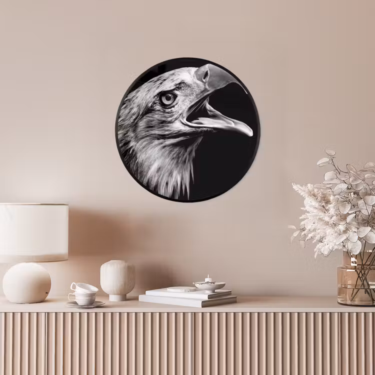 Adelaar - Portret - Roofvogels - Zwart - Wit - Vogel Fotolijst rond zonder passe partout klein -sfeer3