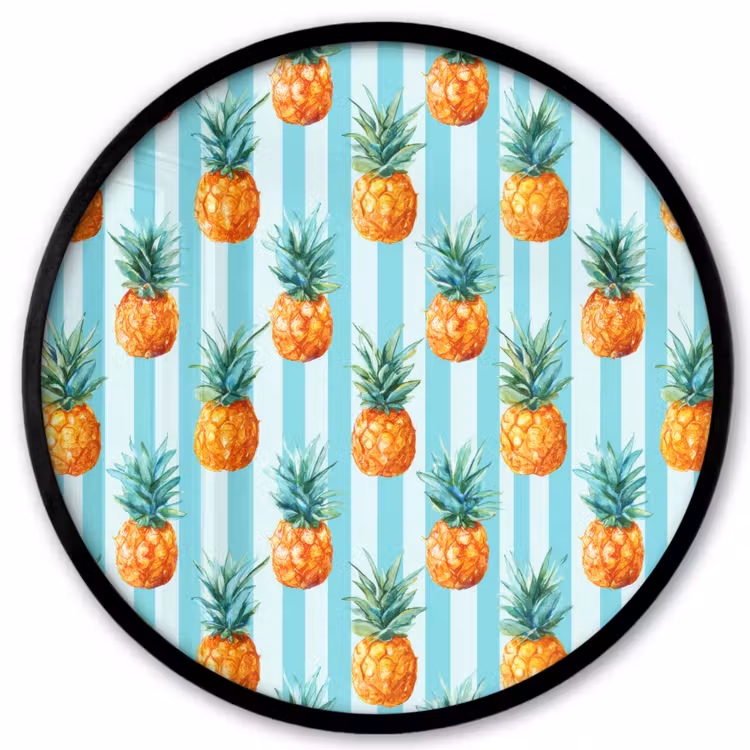 Ananas - Strepen - Groen Fotolijst rond zonder passe partout klein 856 -3d