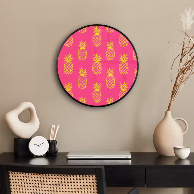 Ananas - Trendy - Roze Fotolijst rond zonder passe partout klein 856 -sfeer1
