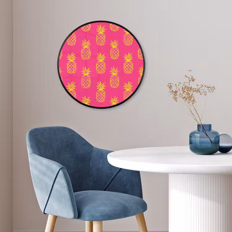 Ananas - Trendy - Roze Fotolijst rond zonder passe partout klein 856 -sfeer2
