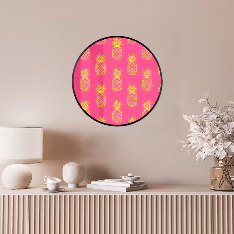 Ananas - Trendy - Roze Fotolijst rond zonder passe partout klein 856 -sfeer3