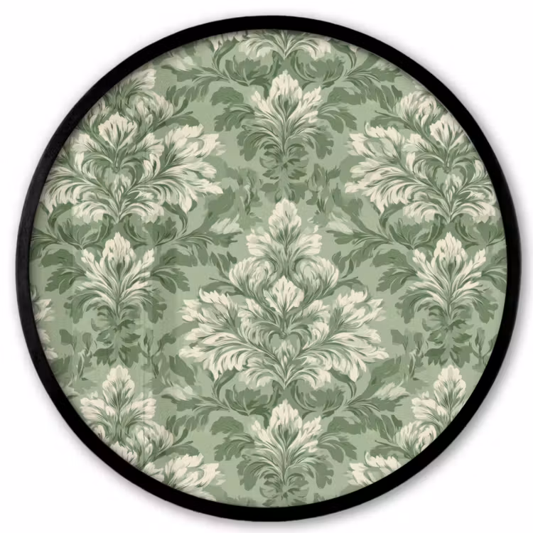 Sierlijk - Lichtgroen - Planten - Patroon - Getailleerd Fotolijst rond zonder passe partout klein 856 -3d