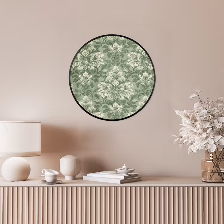 Sierlijk - Lichtgroen - Planten - Patroon - Getailleerd Fotolijst rond zonder passe partout klein 856 -sfeer3