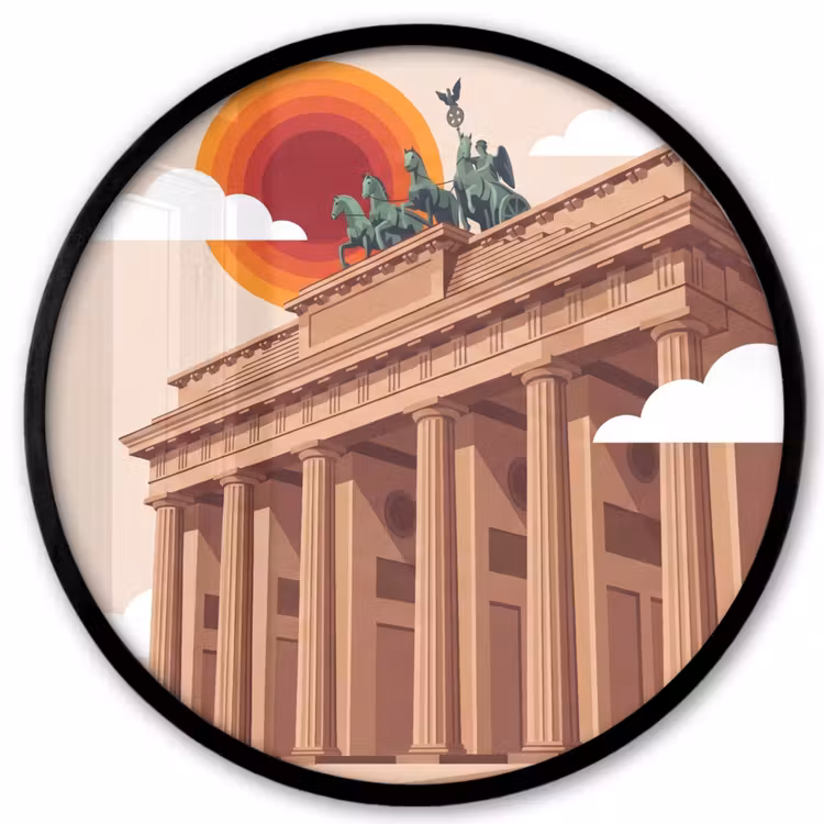 Architectuur - Brandenburg - Berlijn - Zonsondergang - Historisch Fotolijst rond zonder passe partout klein -3d