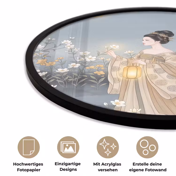 Aziatisch - Vrouw - Kimono Fotolijst rond zonder passe partout klein -closeup_DE