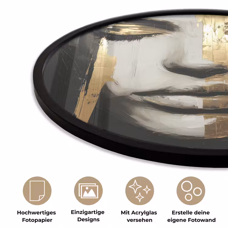 Ogen - Gezicht - Goud - Strepen Fotolijst rond zonder passe partout klein -closeup_DE
