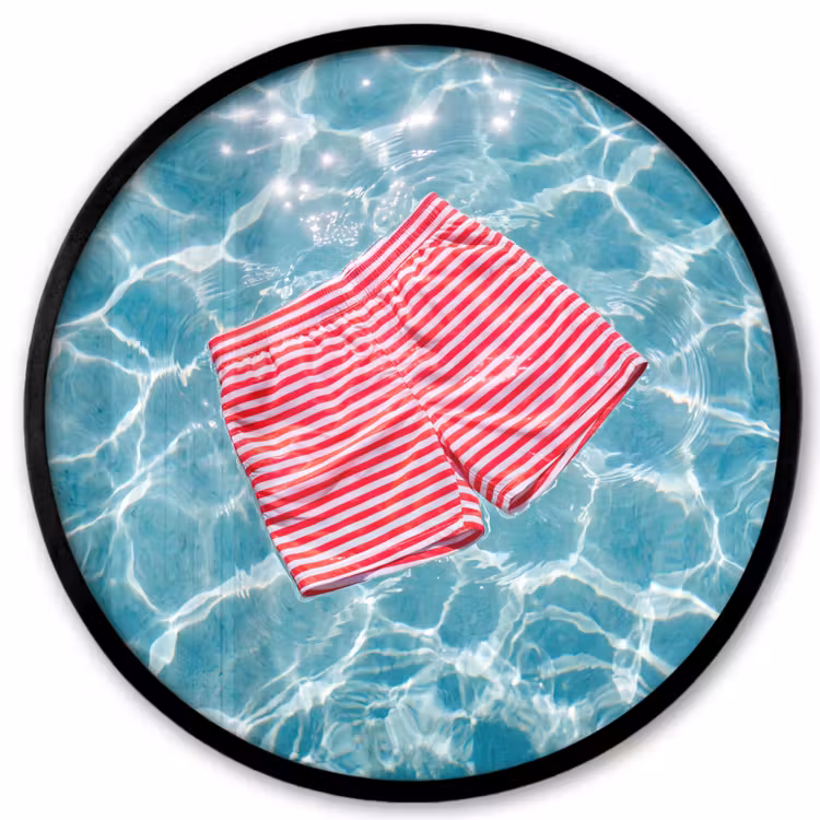 Zwemkleding - Gestreept - Water - Zomer - Rood-wit Fotolijst rond zonder passe partout klein -3d