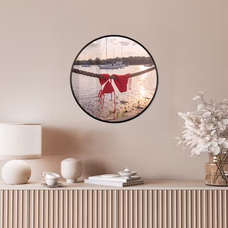 Badkleding - Rood - Zomer - Water - Zonsondergang Fotolijst rond zonder passe partout klein -sfeer3