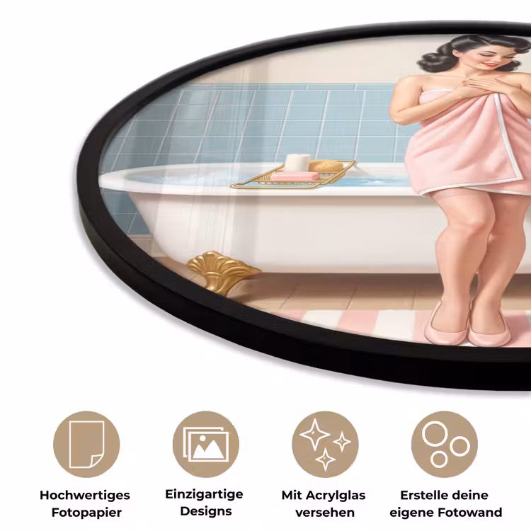 Badkamer - Vrouw - Roze Fotolijst rond zonder passe partout klein -closeup_DE