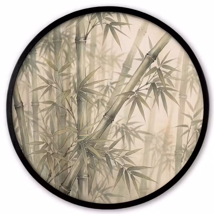 Bamboe - Bladeren - Aziatisch - Groen - Natuur Fotolijst rond zonder passe partout klein -3d