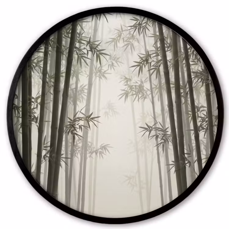 Bamboe - Bos - Mist - Natuur Fotolijst rond zonder passe partout klein -3d