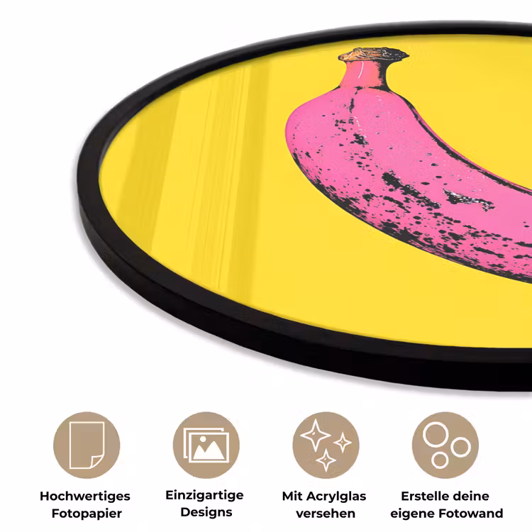 Banaan - Grafisch - Geel Fotolijst rond zonder passe partout klein -closeup_DE