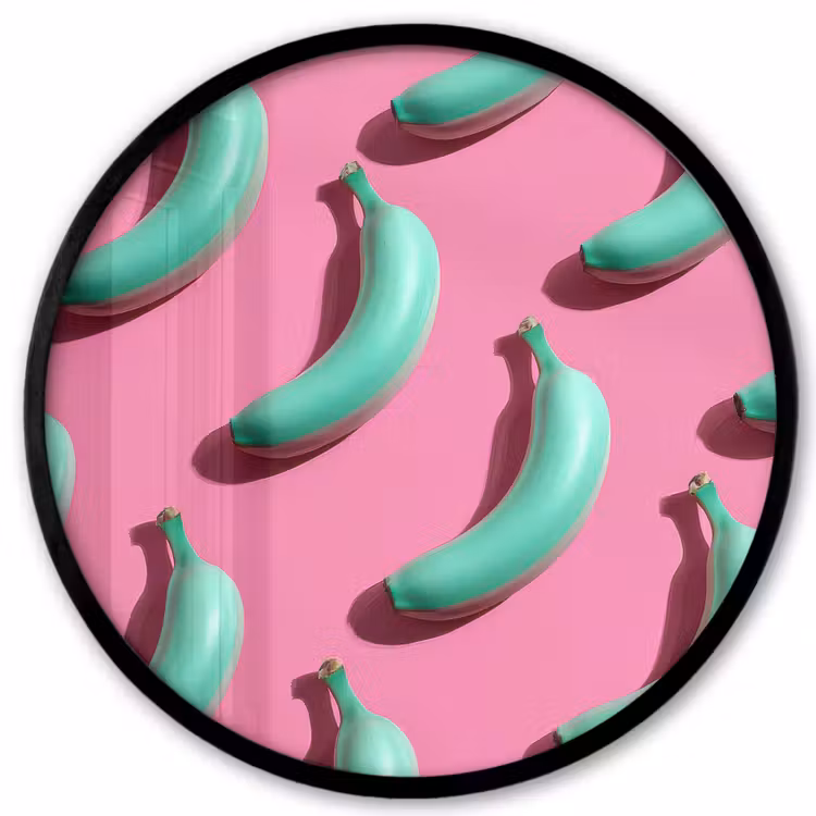 Bananen - Patroon - Blauw - Roze Fotolijst rond zonder passe partout klein -3d