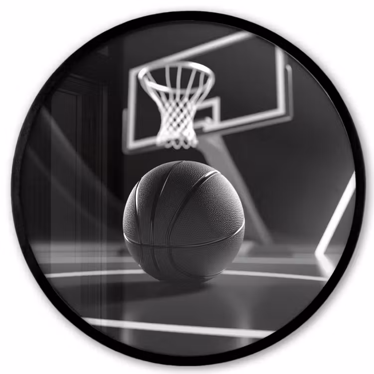 Basketbal - Basketbalveld - Lichtlijnen Fotolijst rond zonder passe partout klein -3d