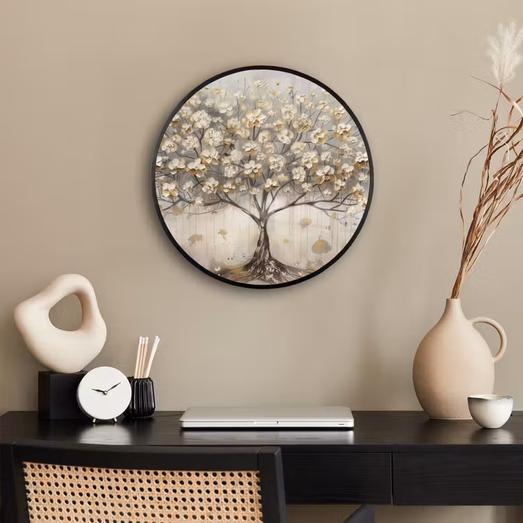 Boom - Beige - Goud - Verflook - Grijs Fotolijst rond zonder passe partout klein -sfeer1