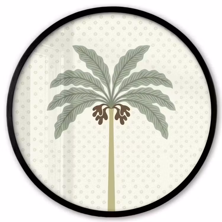 Boom - Bladeren - Groen - Decoratief - Beige Fotolijst rond zonder passe partout klein -3d
