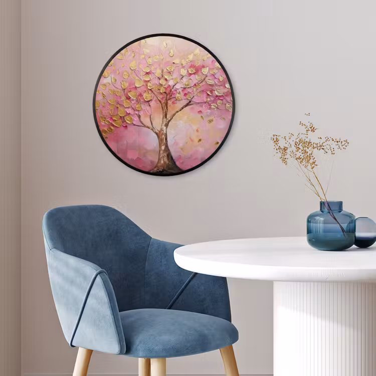 Boom - Roze - Goud - Modern Fotolijst rond zonder passe partout klein -sfeer2