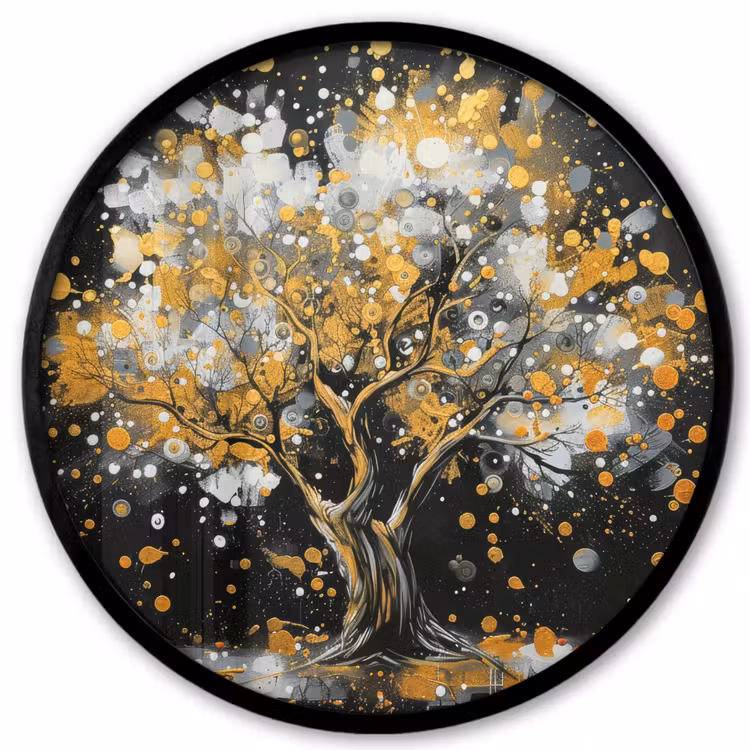 Boom - Zwart - Goud - Wit - Modern Fotolijst rond zonder passe partout klein -3d