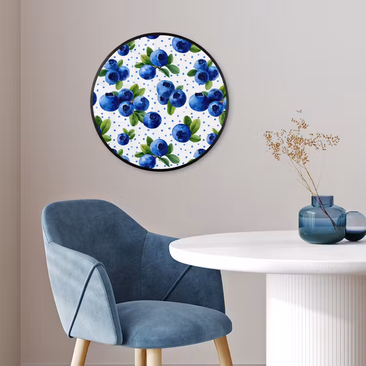 Bessen - Patroon - Blauw Fotolijst rond zonder passe partout klein 856 -sfeer2