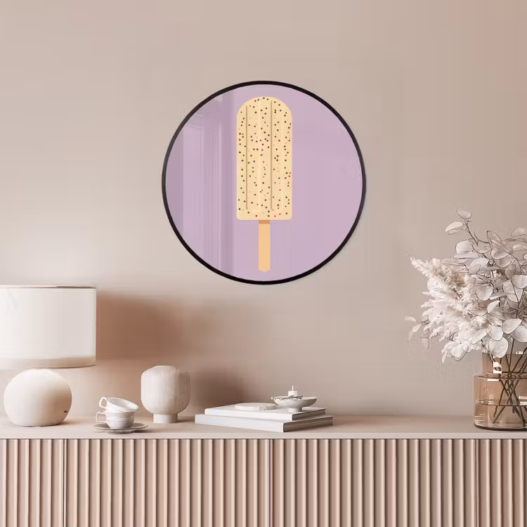 Beige - Ijsje - Spikkels Fotolijst rond zonder passe partout klein -sfeer3