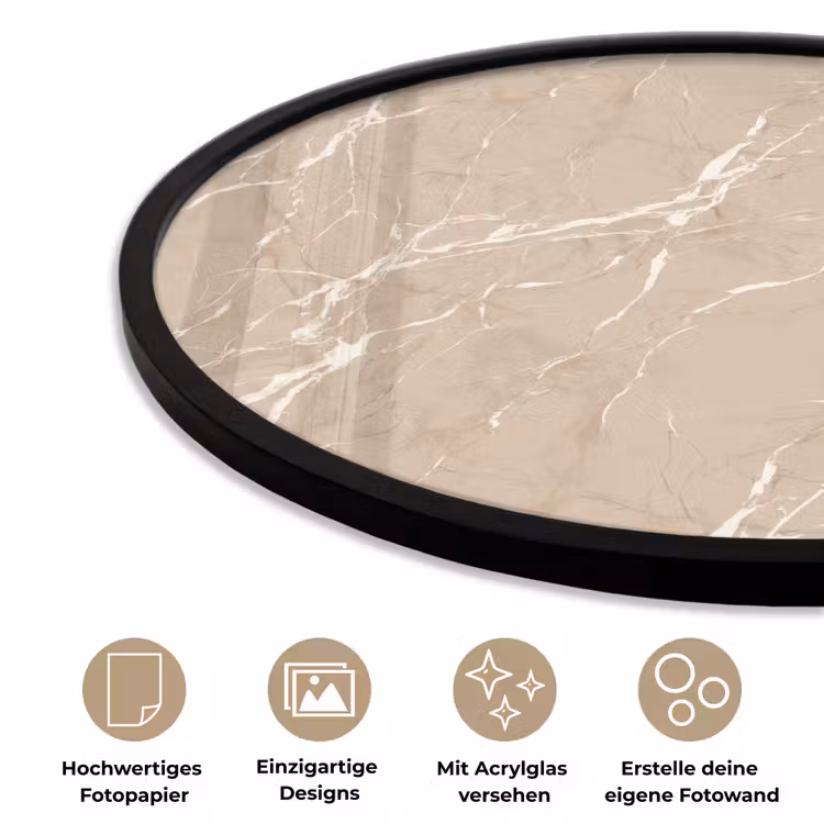 Beige - Marmer - Organisch - Wit Fotolijst rond zonder passe partout klein 856 -closeup_DE