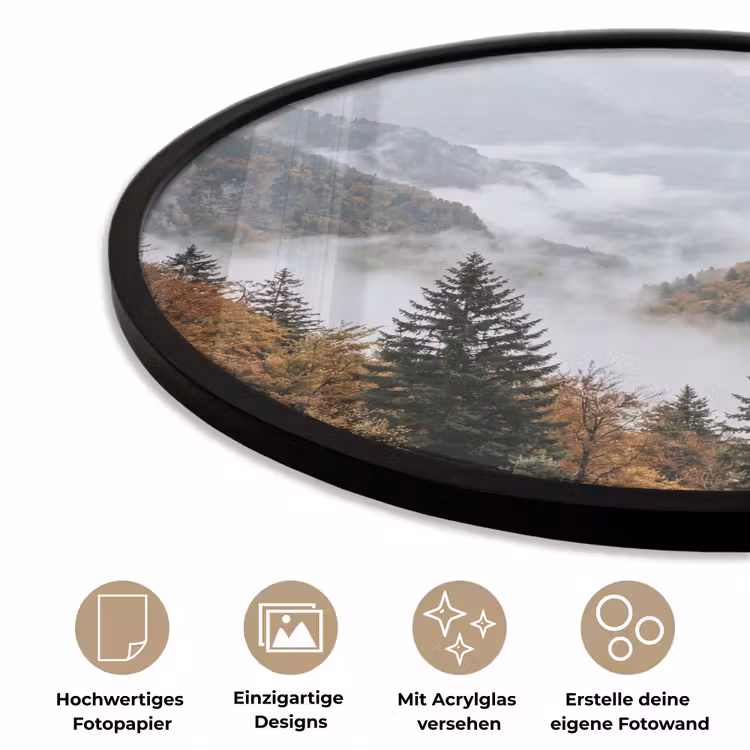 Bergen - Vallei - Mist - Herfst - Natuur Fotolijst rond zonder passe partout klein -closeup_DE