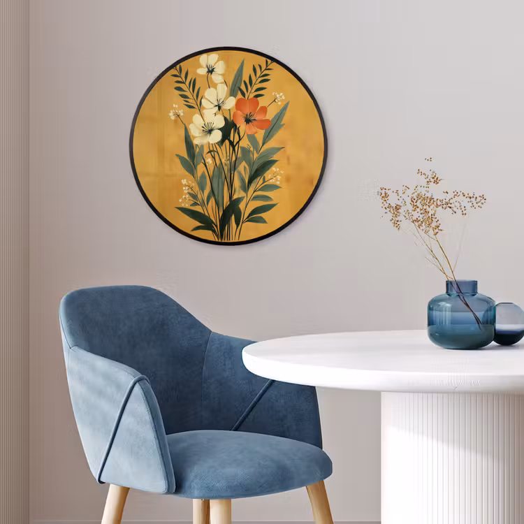 Bladeren - Boeket - Bloemen - Geel Fotolijst rond zonder passe partout klein -sfeer2