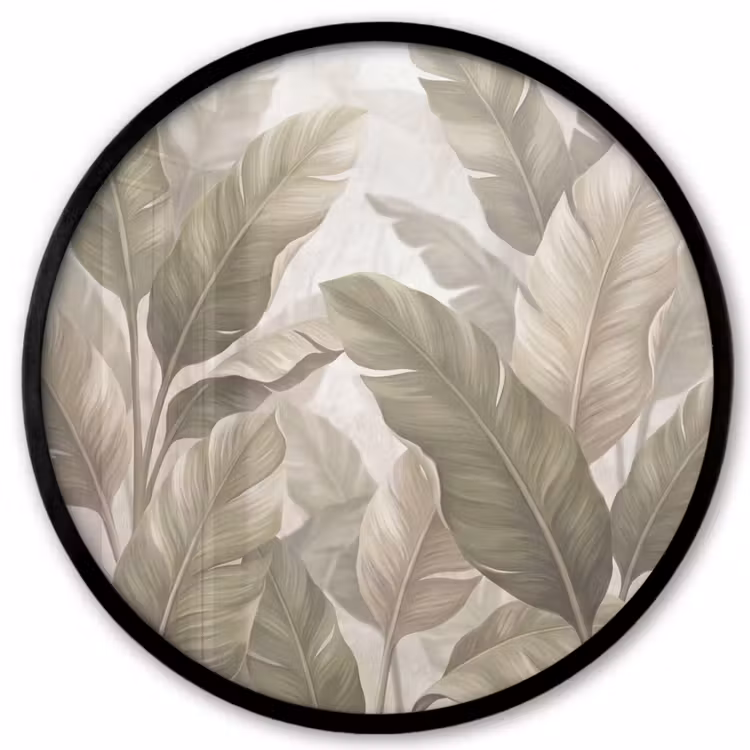 Bladeren - Tropisch - Natuur - Abstract - Beige Fotolijst rond zonder passe partout klein -3d