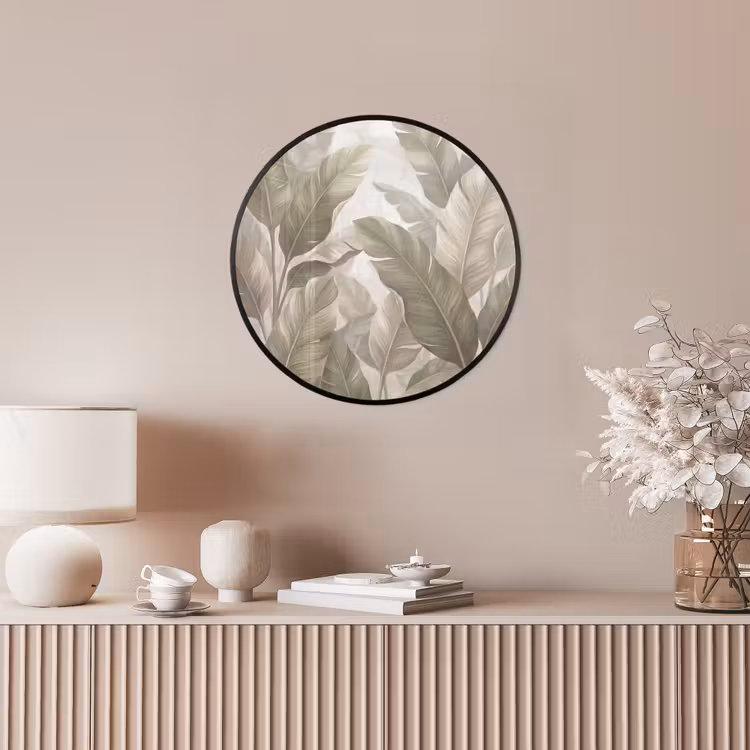 Bladeren - Tropisch - Natuur - Abstract - Beige Fotolijst rond zonder passe partout klein -sfeer3