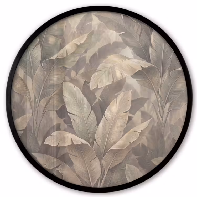 Bladeren - Tropisch - Natuur - Modern - Beige Fotolijst rond zonder passe partout klein -3d