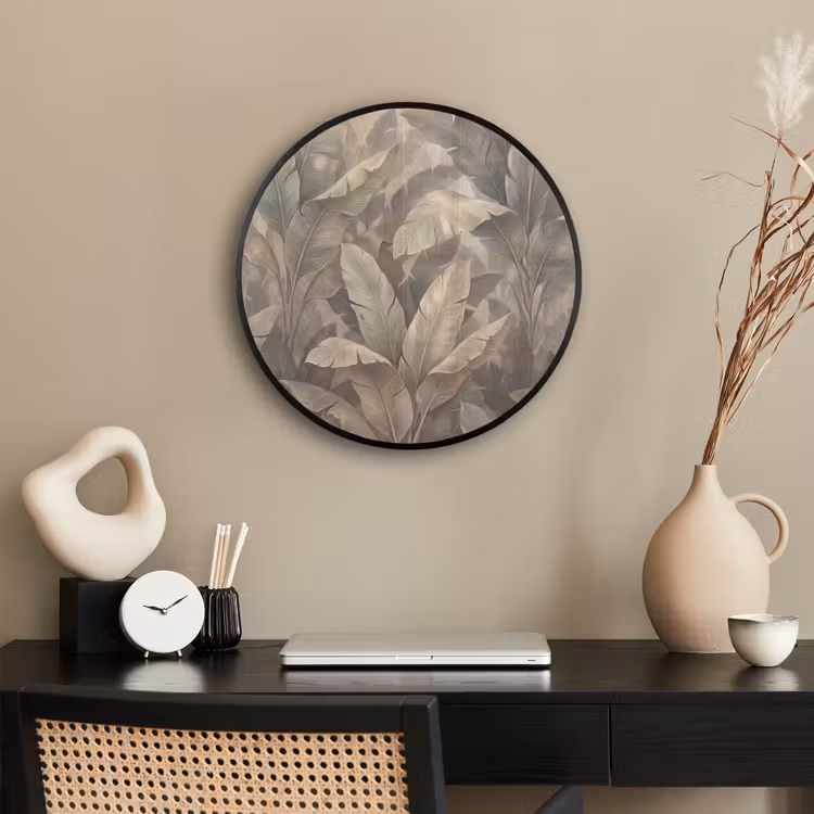 Bladeren - Tropisch - Natuur - Modern - Beige Fotolijst rond zonder passe partout klein -sfeer1