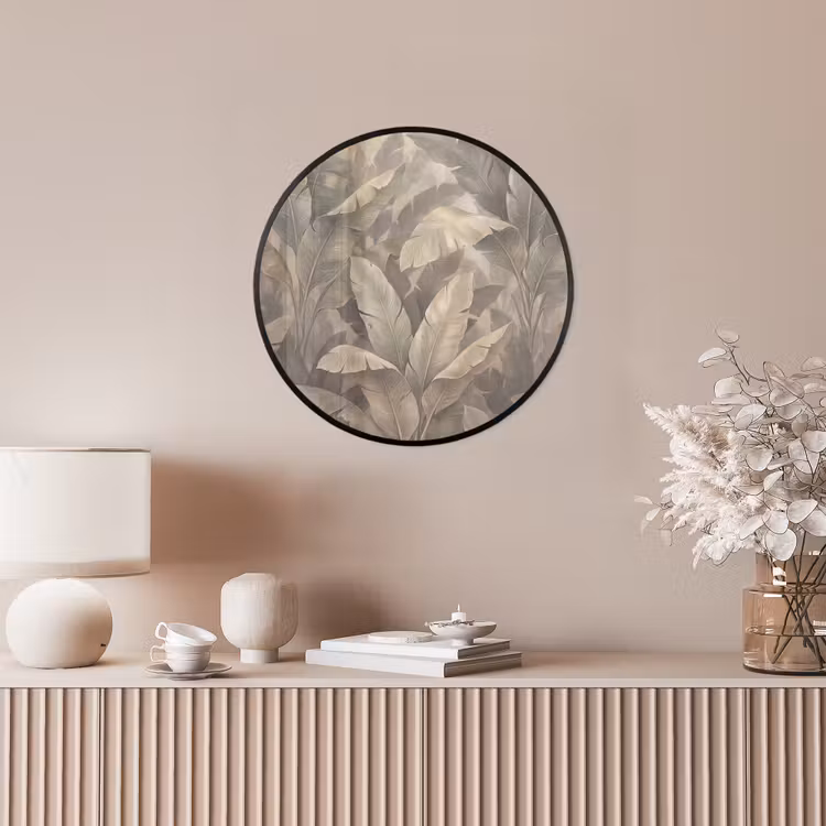 Bladeren - Tropisch - Natuur - Modern - Beige Fotolijst rond zonder passe partout klein -sfeer3