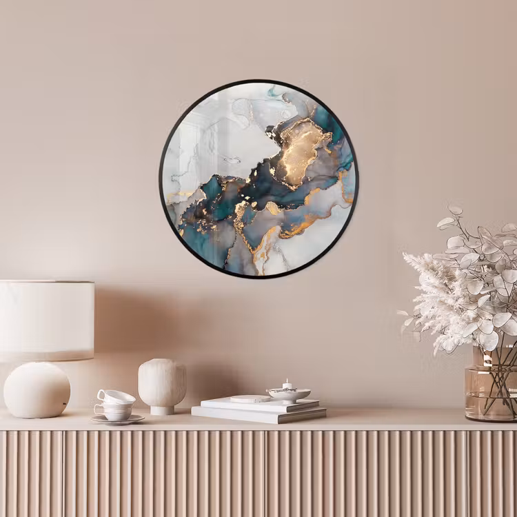 Blauw - Marmer - Goud Fotolijst rond zonder passe partout klein -sfeer3