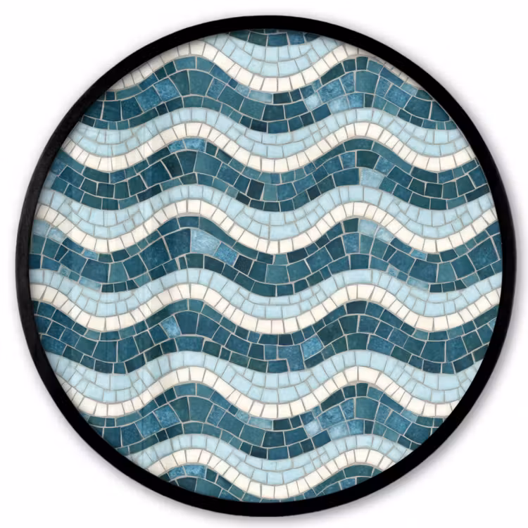 Blauw - Wit - Mozaïek - Golvend Fotolijst rond zonder passe partout klein 856 -3d