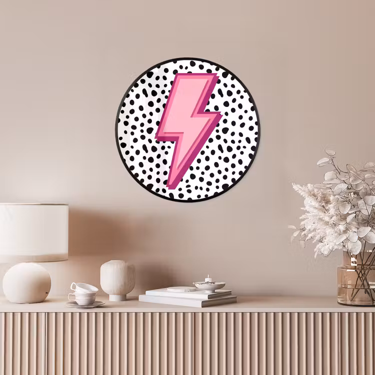 Bliksem - Roze - Stippen Fotolijst rond zonder passe partout klein -sfeer3