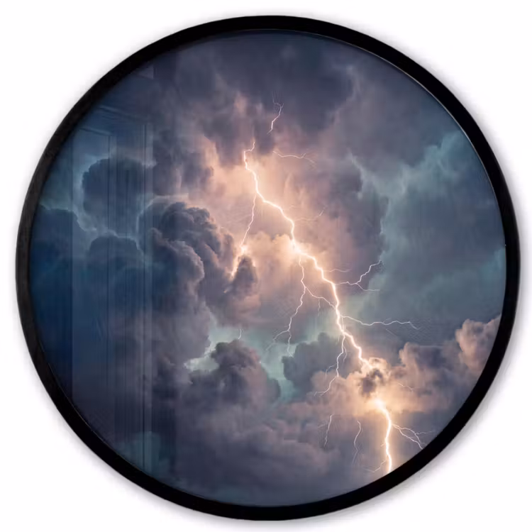 Bliksem - Storm - Natuur - Donker Fotolijst rond zonder passe partout klein -3d
