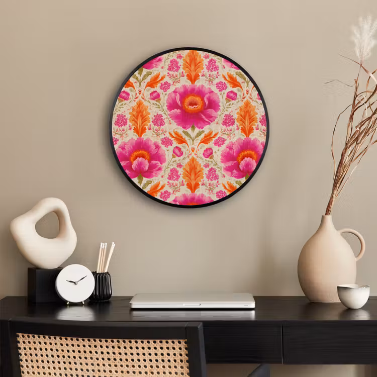Bloemen - Barok - Roze - Oranje Fotolijst rond zonder passe partout klein 856 -sfeer1
