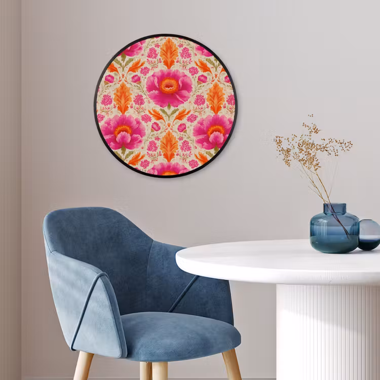 Bloemen - Barok - Roze - Oranje Fotolijst rond zonder passe partout klein 856 -sfeer2