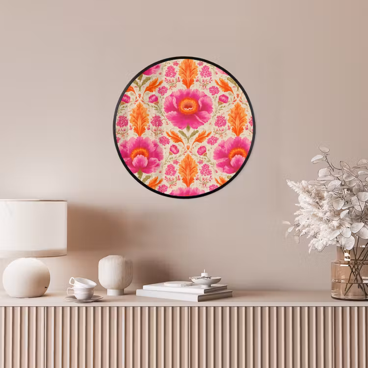 Bloemen - Barok - Roze - Oranje Fotolijst rond zonder passe partout klein 856 -sfeer3