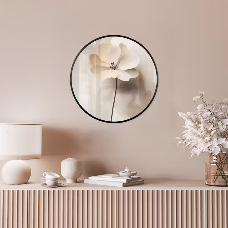 Bloem - Beige - Verf - Schaduw Fotolijst rond zonder passe partout klein -sfeer3
