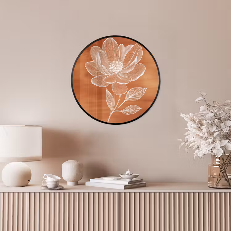 Bloem - Minimalistisch - Wit Fotolijst rond zonder passe partout klein -sfeer3