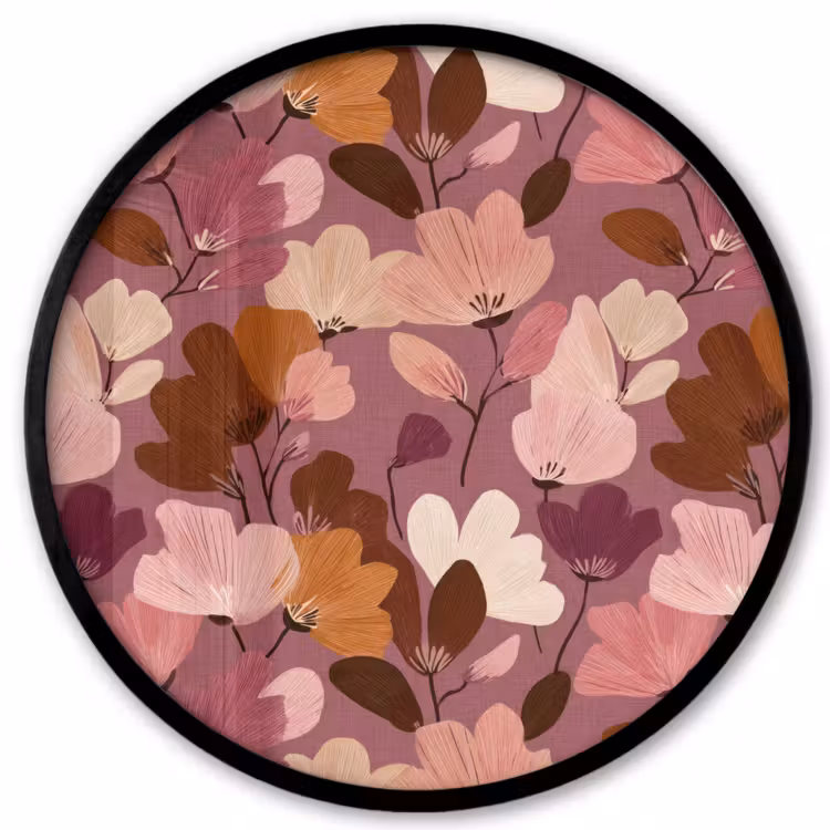 Bloem - Patroon - Roze Fotolijst rond zonder passe partout klein 856 -3d
