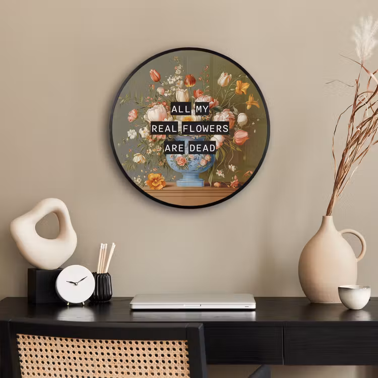 Bloem - Quote - Vintage - Art Fotolijst rond zonder passe partout klein -sfeer1